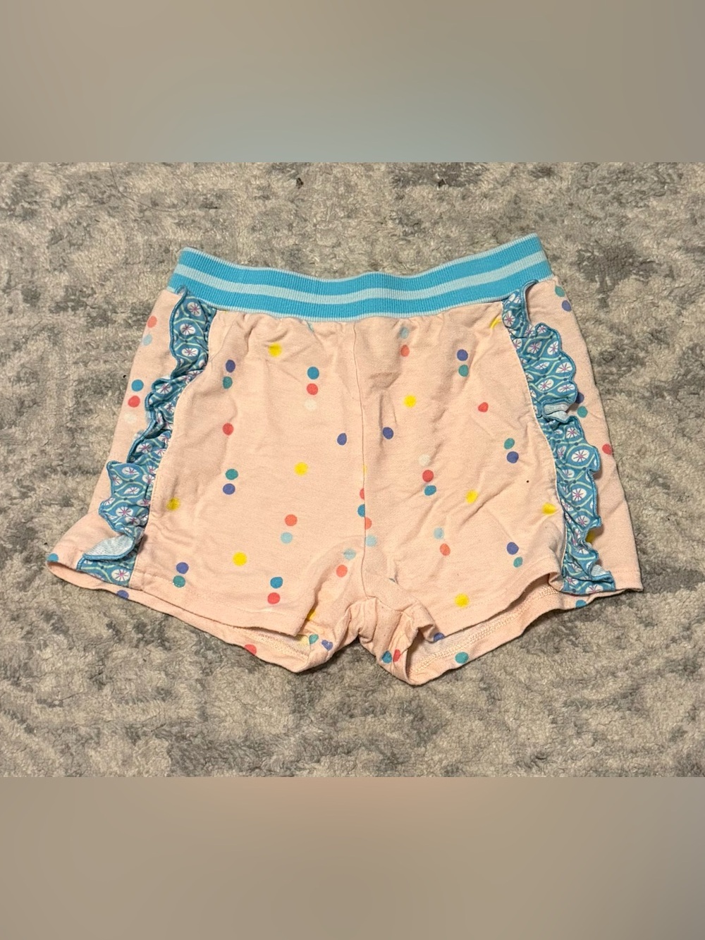 Matilda Jane Girls Size 6 Pink Blue Ruffle Shorts Colorful Polka Dot Boutique